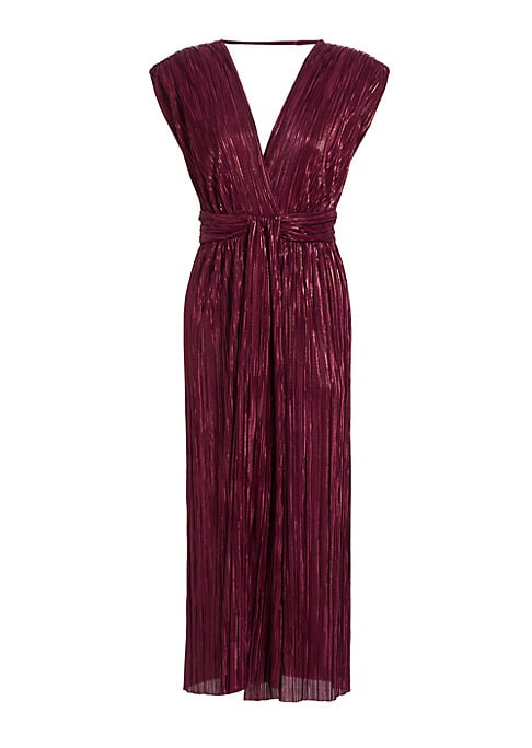 Plunging Pleat Midi Dress