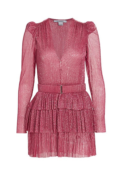 Ruffled Metallic V-Dress