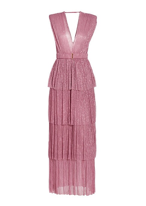 Metallic Tiered Elegance Gown