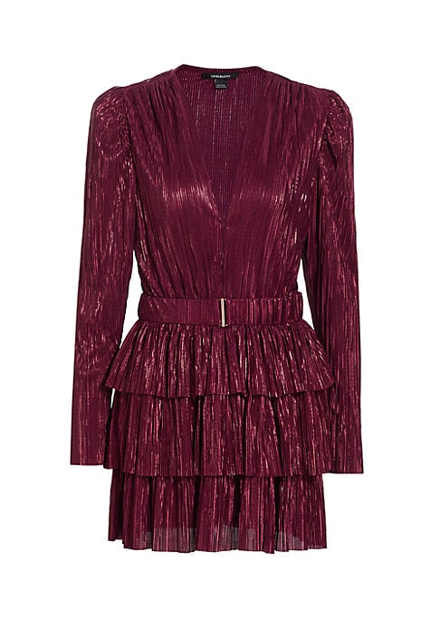 Metallic Pleated Mini Dress