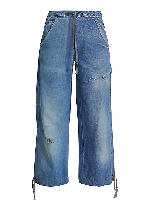 Cropped Cargo Denim Overalls