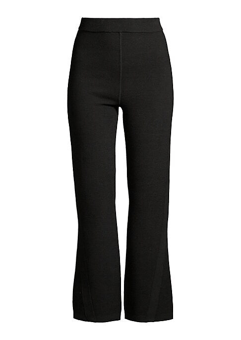 Ribbed Boot-Cut Cropped Pants