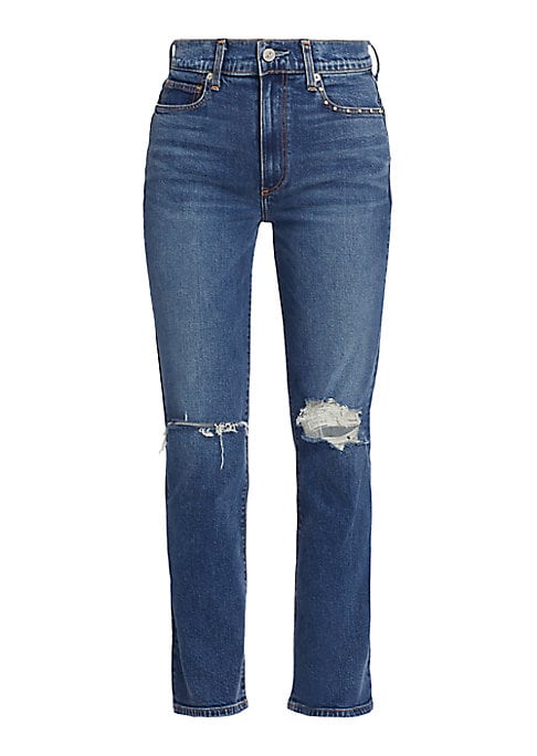 Crystal Distressed Straight Jeans