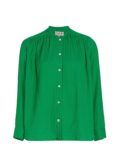 Soft Cotton Button-Up Blouse