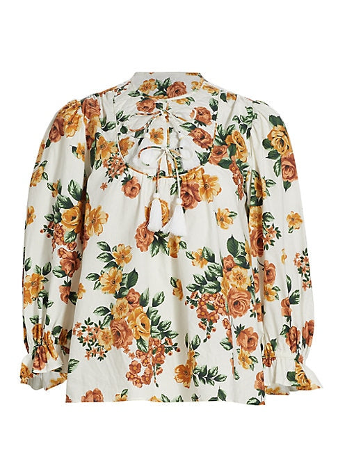 Rose Print Cotton Blouse