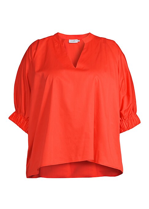 Crisp Cotton Split Blouse