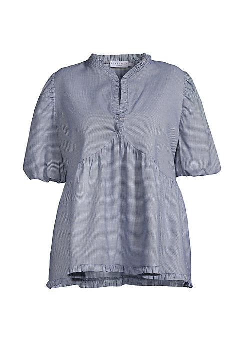 Gingham Frill Puff Blouse