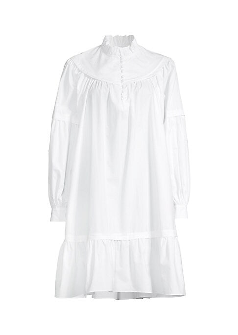 Ruffled Cotton Shift Dress