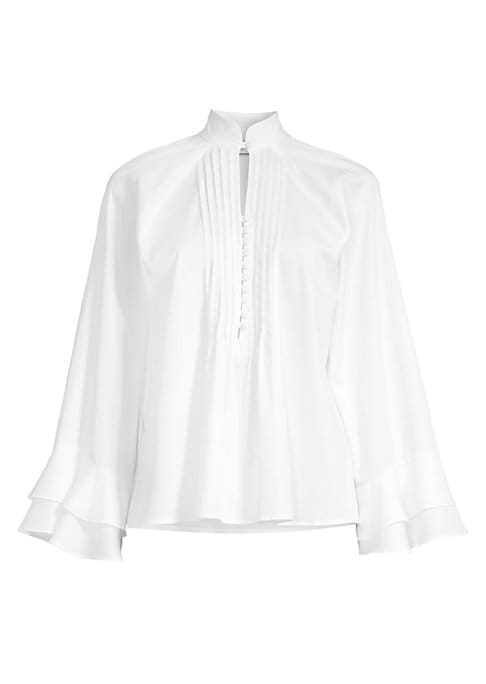 Flare Sleeve Cotton Blouse