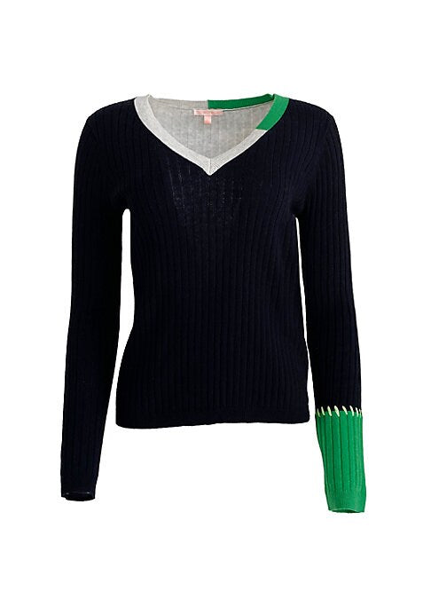 Cozy Color Block V-Neck