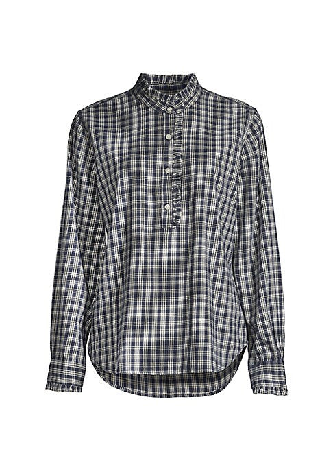 Ruffled Plaid Cotton Top