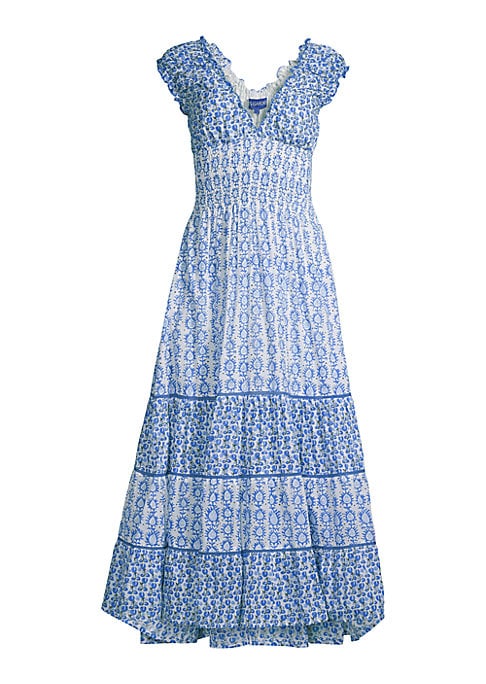 Geometric Smocked Maxi Dress