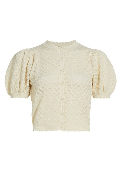 Chic Puff-Sleeve Knit Cardigan