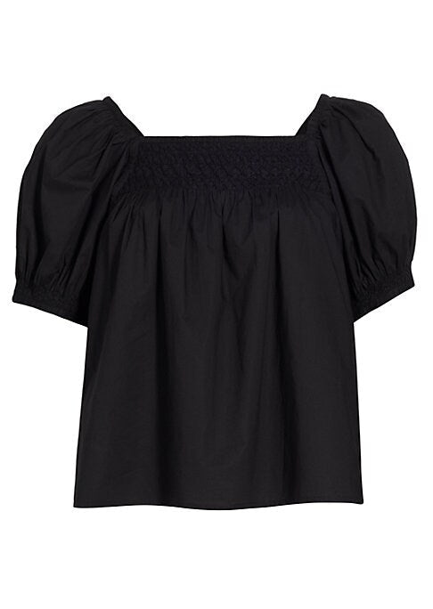Puff-Sleeve Cotton Top