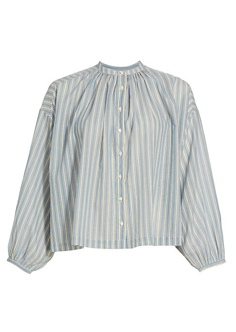 Striped Blouson Cotton Top