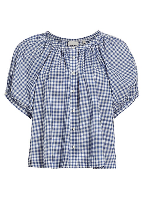 Puff-Sleeve Gingham Blouse
