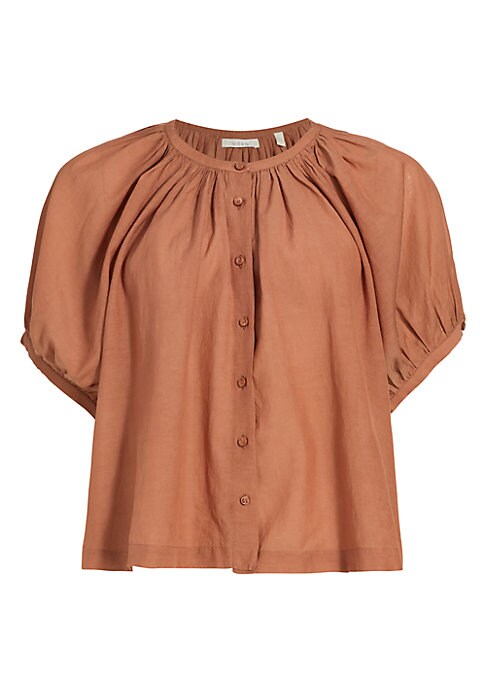 Puff Sleeve Button Top