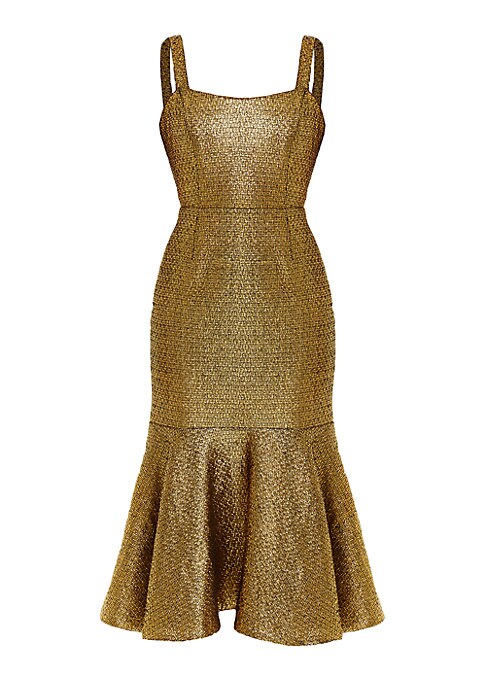 Metallic Flare Midi Dress