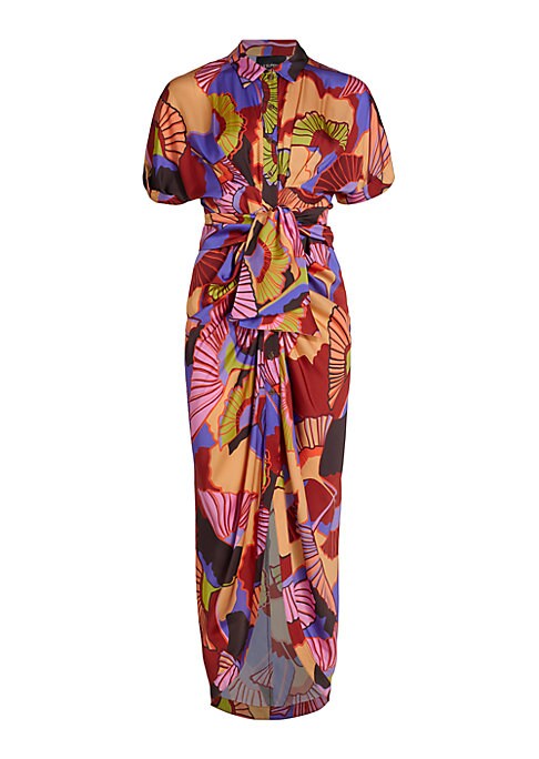 Abstract Satin Tie Dress