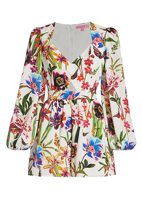 Floral V-Neck Cut-Out Romper