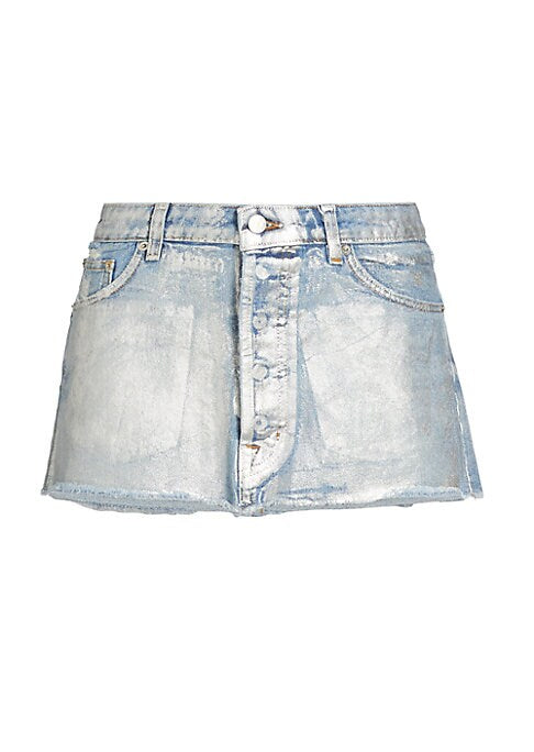 Metallic Raw Hem Skirt
