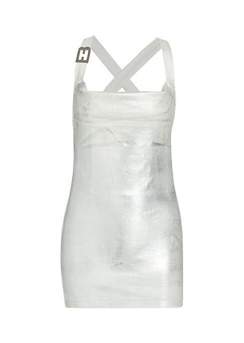Shimmering Cross-Back Minidress
