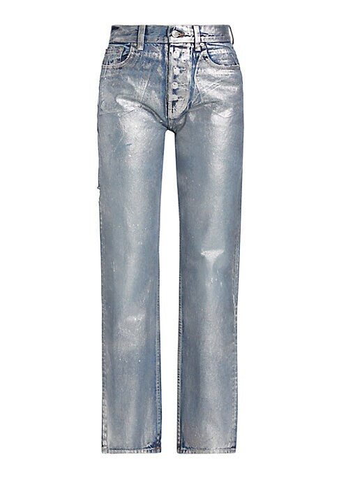 Foil-Enhanced Straight Jeans