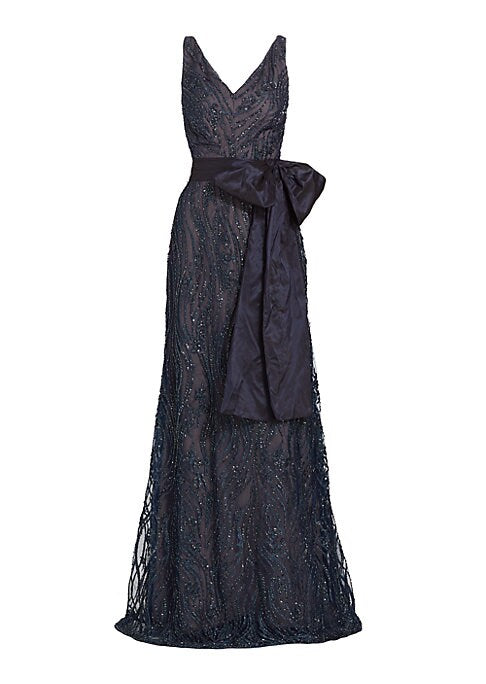Embroidered Tulle Bow Dress
