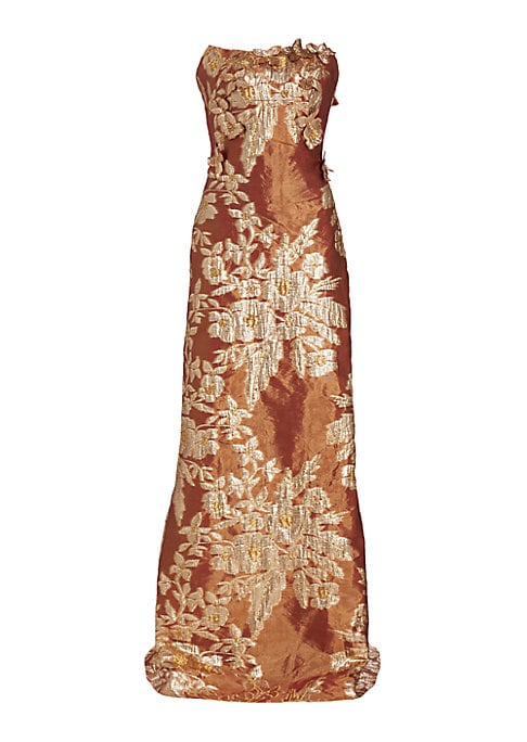 Elegant Floral Brocade Gown