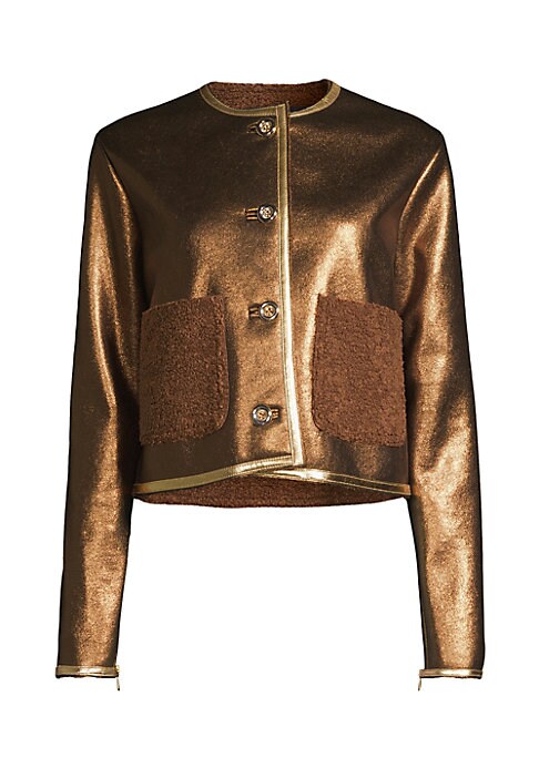 Metallic Shearling Crop Jacket