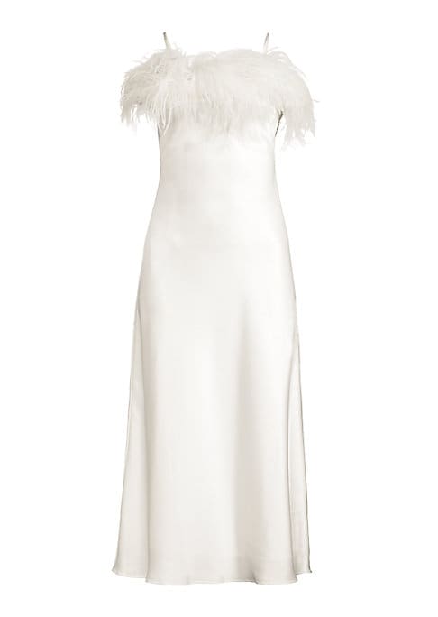 Feathered Satin A-Line Dress