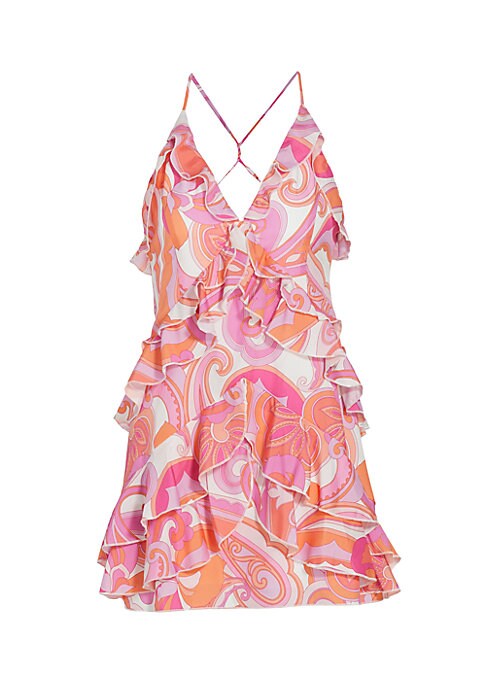 Ruffled Abstract Mini Dress