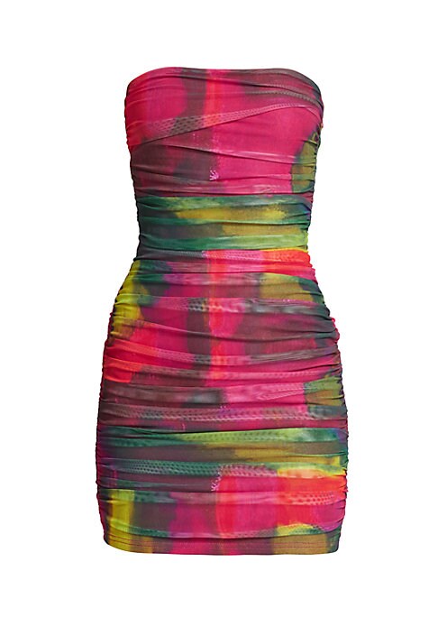 Abstract Ruched Sweetheart Dress