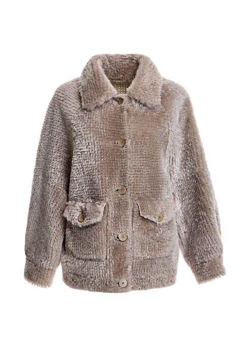 Cozy Shearling Button Coat