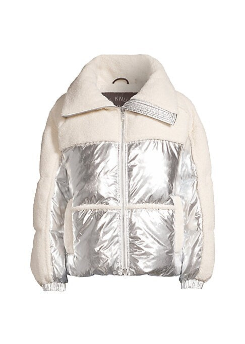 Metallic Sherpa Puffer Jacket