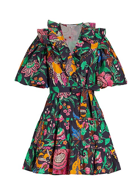 Floral Wrap Puff Dress