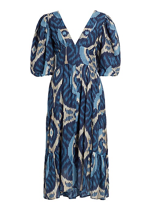 Geometric Puff Sleeve Dress