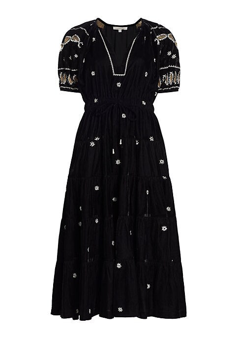 Velvet Eyelet Midi Dress