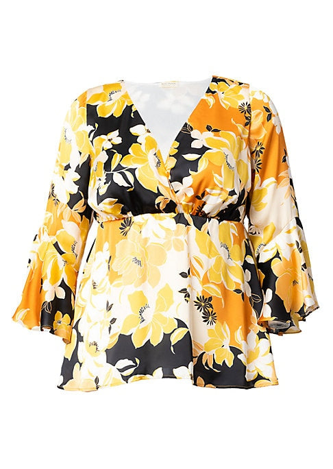 Floral Peplum Satin Top