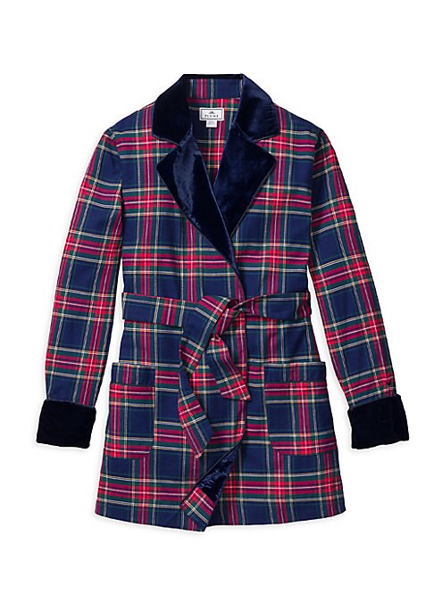 Tartan Velvet Wrap Coat