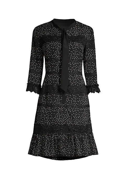 Lace Trim Polka Midi Dress