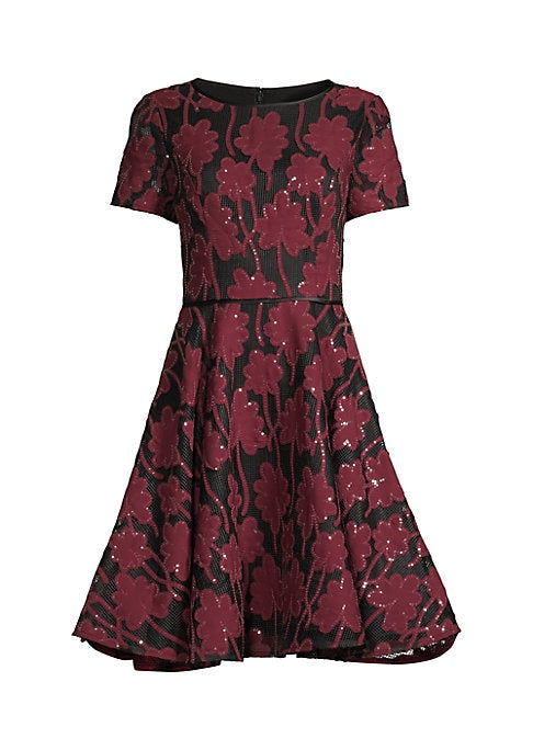 Floral Sequin Flare Dress