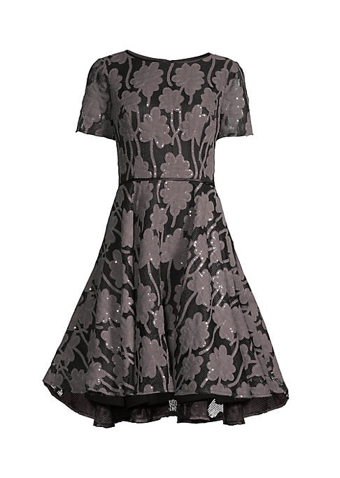 Sparkling Floral Flare Dress