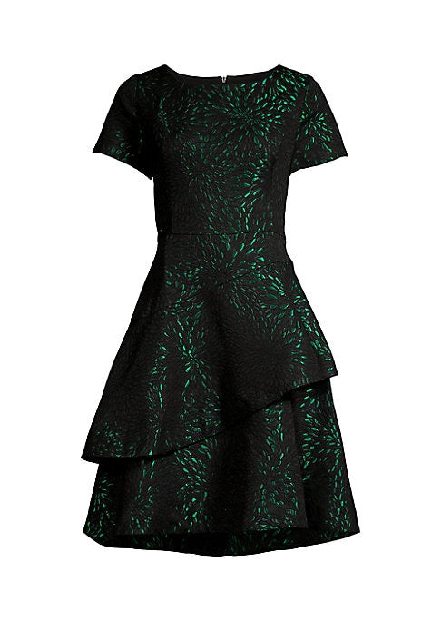 Floral Metallic Fit-and-Flare Dress