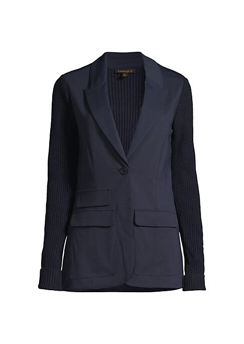 Rib-Knit Tailored Blazer