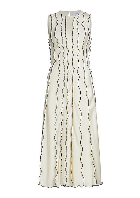 Embroidered A-Line Silk Dress