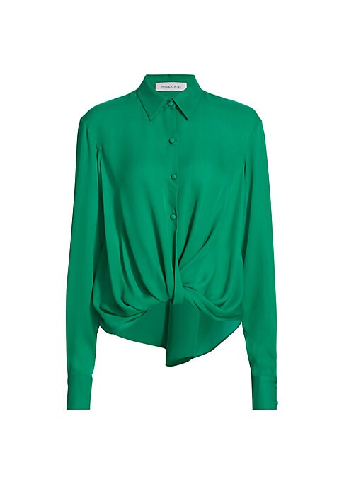 Twist-Front Silk Blouse
