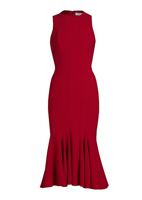 Flared Crepe Midi Dress