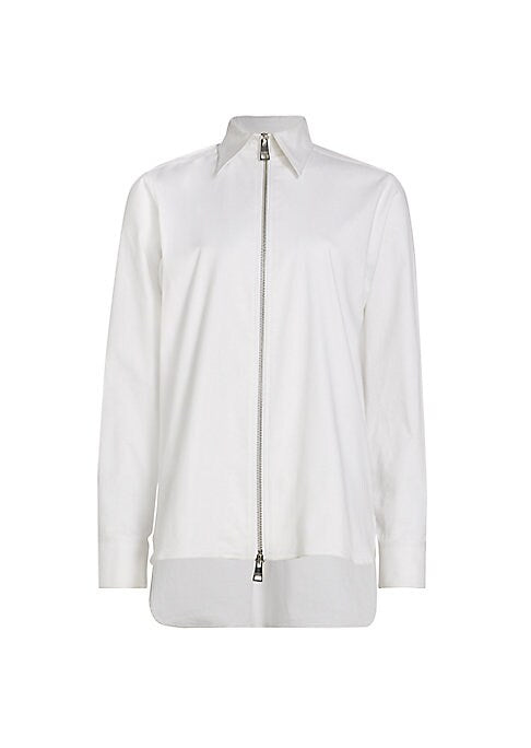 Zip-Up Cotton Blouse