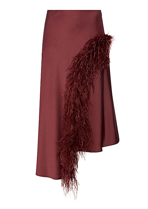 Feathered Satin Asymmetrical Skirt